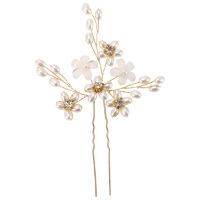 Wedding Hair Pins(3 Pcs)-Elegant Pearl Floral Crystal Hair Accessories for Bridal Women