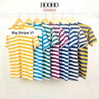 PRIA Cvc Cotton Stripe Shirt Short Sleeve Men Women Big V1