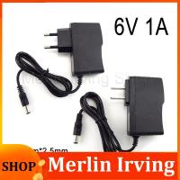 Merlin Irving Shop AC DC 100V-240V 6V 1A Power Supply Adapter Charger Converter Transformer CCTV Camera LED Strip Lamp 5.5mm*2.5mm US EU Plug E1