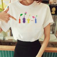 △♝  Pikmin Printed Womens T-shirt Anime Harajuku Casual Short Sleeved Tops Tees Manga Graphic T-shirts Girl Manga Female Clothing