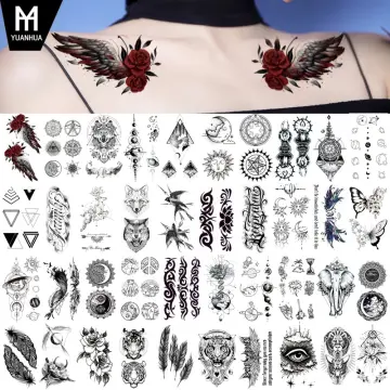 32 Sheets 3d Small Black Temporary Tattoos For Women Men Waterproof Fake  Tattoo Stickers For Face Neck Arm Children Tattoo Temporary Flower Birds  Star  Fruugo IN