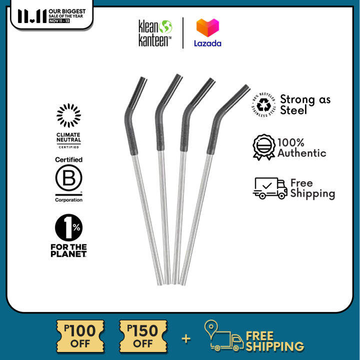 Klean Kanteen Accessories Stainless Steel and Silicone Straw 8mm Black