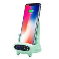 Wireless Fast Charger Temperature Time Display 15W Mini Chair Charger Holder Hands Free Mobile Phone Holder for Home Office Car Car Chargers