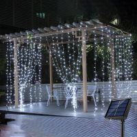 ZZOOI Solar Led Light Outdoor Christmas Festoon Fairy Garland String Curtain Light 3Mx3M For Party Wedding Bedroom New Year Decoration