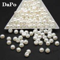 【hot sale】 ▽◕❃ B50 6MM 200Pcs White Imitation Pearls Buttons Side Hole Plastic Clothing Collar Beads Material Decorative Accessories Free Shipping