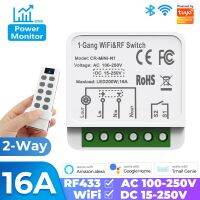 16A Tuya WiFi สมาร์ท RF433โมดูลสวิทช์ Power Monitor Acdc Mini Home Appliances Breaker รีเลย์สำหรับ Alexa Alice