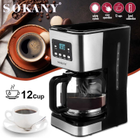 เครื่องชงกาแฟ  ตั้งเวลาล่วงหน้าได้ SOKANY หน้าจอแบบดิจิตัล กำลังไฟ 950วัตต์