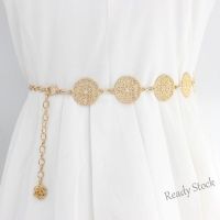 【hot sale】 ✙❄ B55 Round Hollow Flower Women Chain Belt Luxury Summer Dress Decor Waist Chain Casual Las Waistband