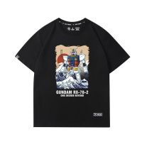 โมบิลสูทกันดั้ม และ Kanagawa Surf เสื้อยืดแขนสั้นผู้ชาย Anime เสื้อผ้าฝ้ายอะนิเมะS-5XL