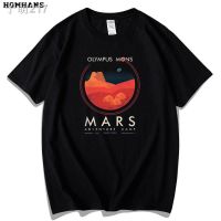 เสื้อยืดพรีเมี่ยม ↂRed Korean Martian Space Illustrator NASA SPACE Martian Cotton เสื้อยืดแขนสั้นเสื้อยืดสำหรับผู้ชายและผ คอกลมเสื้อยืด