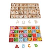 ㍿✵☏ 112 Pieces Wooden Alphabet Letters Kids Education Toys with Storage Tray