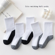 5 Pairs Student Basic School Socks Children s Solid Color Sports Mid Tube