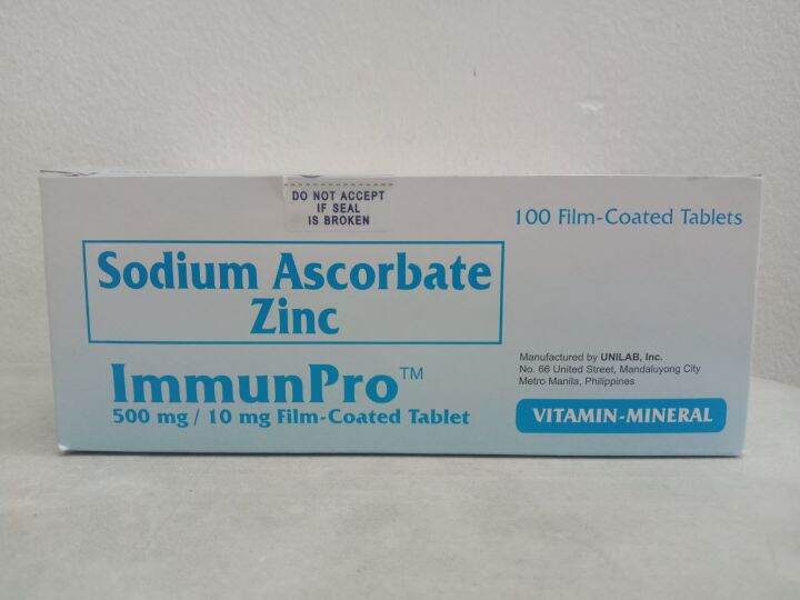 IMMUNPRO (SODIUM ASCORBATE +ZINC) 500MG/10MG 100 PCS/1BOX Film Coated