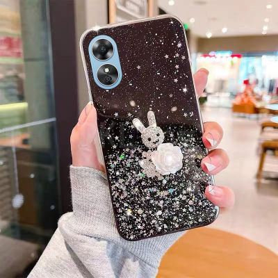 แฟชั่นเคสโทรศัพท์กากเพชร OPPO A78 5G 2023น่ารักไรน์สโตนกระต่ายปลอกโทรศัพท์มือถือนิ่ม A78 OPPO