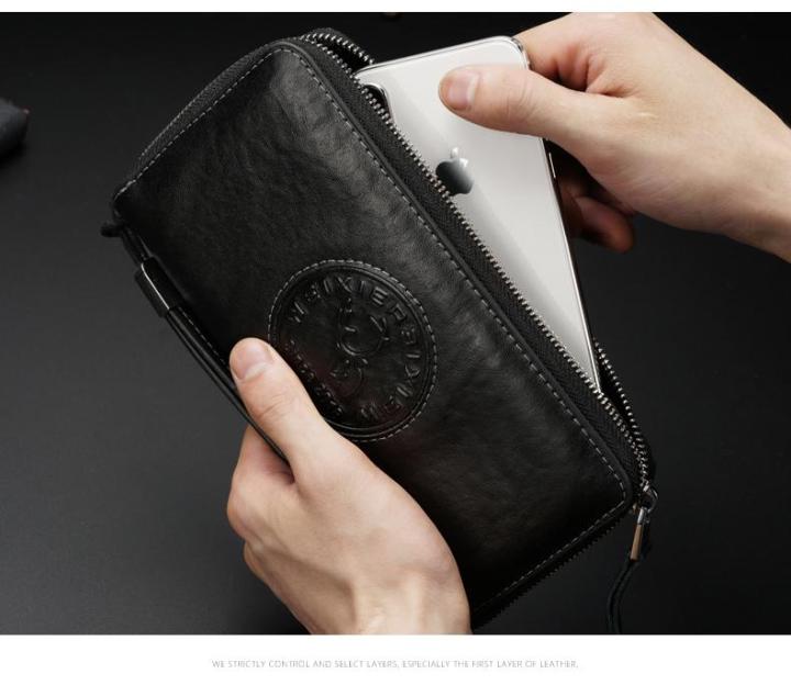 สต็อก-กระเป๋าสตางค์ชายแท้กระเป๋าหนังแบบยาวสำหรับผู้ชาย-rfid-ซิปความจุขนาดใหญ่กับถุงซิปกระเป๋าซิปกระเป๋าเก็บบัตรกระเป๋าสตางค์-rfid-การปิดกั้นกระเป๋าเงินกระเป๋าของขวัญ