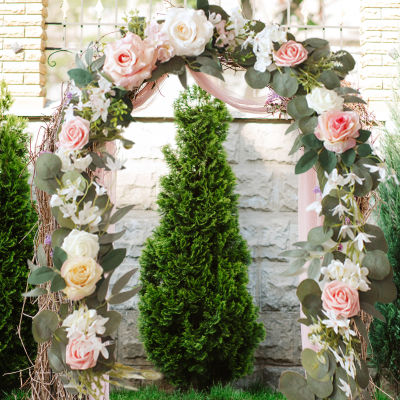ต้นหวายจำลองดอกไม้งานแต่งงานเทียมยาว2เมตร,ต้นพวงหรีดเทียมสวนฤดูใบไม้ผลิใบไม้ร่วงดอกไม้ผ้าไหมของตกแต่งงานแต่งงาน DIY