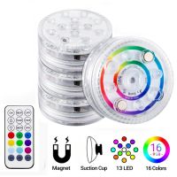 ☜❡❇ Magnetic Suction Cups 13 LED RGB Submersible Light RF Remote Underwater Lamp Outdoor Night Light Swimming Pool Vase Garden Party