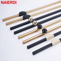 ✙ NAIERDI American Black Cabinet Door Handles Aluminum Alloy Cupboard Door Pulls Minimalist Long Furniture Handle 800-1000mm