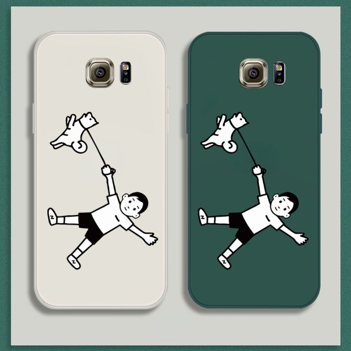 เคส-samsung-galaxy-s6-case-การ์ตูนด็อก-เคสกันกระแทกซิลิโคนเหลวแบบเต็มรูปแบบต้นฉบับสี่เหลี่ยมจัตุรัสตัวป้องกันกล้องด้านหลัง