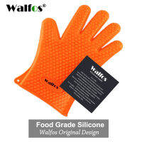 WALFOS 1 Piece Long Silicone Kitchen Gloves-BBQ Grill Glove Heat Resistant Cooking Glove For Grilling Microwave Oven Mitts Glove