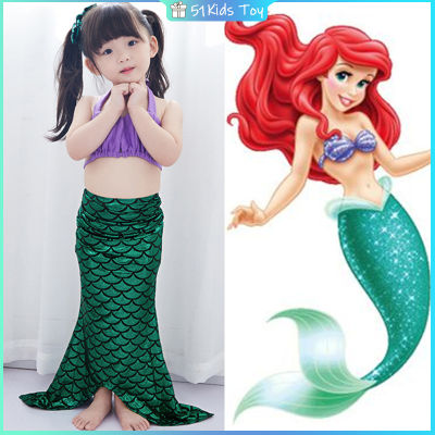 51Kids 4 Pcs Kids Mermaid Swimsuit Set Fishtail Skirt Baby Girls Princess Mermaid Beach Swimwear