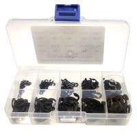 300PCS E-Clip Washers Assortment Kit Black Manganese Steel M1.5-M10 Snap Ring Shaft Retaining Ring Fastener Nails Screws  Fasteners