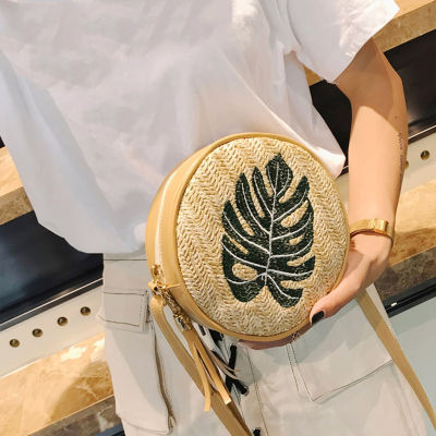 กระเป๋าพาดลำตัวปักลายสับปะรดรูปใบไม้กระเป๋าสะพายพาดลำตัวแบบลำลองสำหรับเป็นของขวัญวันวาเลนไทน์วันเกิด