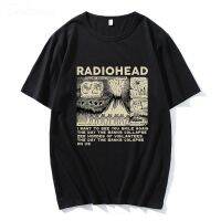 เสื้อยืดผ้าฝ้ายRadiohead Vintage พิมพ์เสื้อ T Mens ขนาดใหญ่100% Cotton Unisex เสื้อยืด Hip Hop Rock Band เพลงอัลบั้ม Tees Harajuku ชายเสื้อ