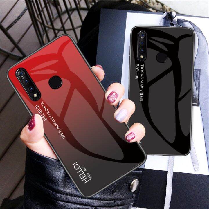 เคสกระจกนิรภัยป้องกันกรอบ-tpu-แบบนุ่มสำหรับ-vivo-z1-pro-เคสโทรศัพท์-vivo-z1-protempered-ยากกันกระแทกแฟชั่นฝาหลัง