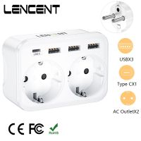 LENCENT Wall Charger 6 in 1 Thief Sockets with 2 Schuko Sockets 3 USB Ports and 1 Type C  Multiple Plug Adapter for Home Office Electrical Circuitry