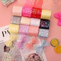 【hot】！ 8cm 5Yards Colorful Tulle Iridescent Mesh Headband Baking Wrapping Material Event Decoration