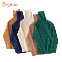 Babyinstar Baby Boys Solid Color Turtleneck Knitted Pullover Sweater Baby Girl Winter Clothes Long Sleeve Bottoming Knitting Top