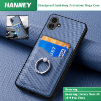 HANNEY Samsung Galaxy Note 20 10 9 Pro Ultra เปลือกโทรศัพท์มือถือคาร์บอนไฟเบอร์กล่องนามบัตรที่มีแหวนป้องกันการสั่นสะเทือนการป้องกันการตกเมก้าฝาครอบด้านหลัง C1-8