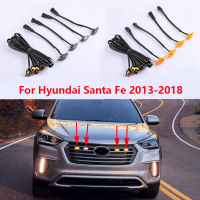 สำหรับ Hyundai Santa Fe Santafe 2013 2014 2015 2016 2017 2018 LED รถกระจังหน้าสีเหลืองอำพันแสง Raptor สไตล์โคมไฟชุด4ชิ้นเซ็ต