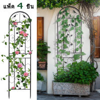 รั้วสวนหย่อม 4 ชิ้น สีดำ แต่งสวน สีดำ 50x210 ซม  รั้วต้นไม้ รั้วตกแต่งสวน 4pcs Panel Garden Fence Metal Decor Lawn Border Climbing Plants Edge Landscaping Interlocking รั้วสวนเหล็ก