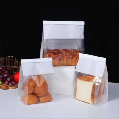ถุงใส่ขนมปัง ถุงใส่ขนม ถุงลวดพับ มีหน้าต่างใส ถุงขนมปัง ขนมปังปอนด์ สีขาว450g อุปกรณ์เบเกอรี่ ถุงบรรจุขนมปัง 50ใบ