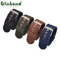 Qinband สายนาฬิกาผ้าไนลอนแคนวาสผู้ชาย,สายนาฬิกาผ้าระบายอากาศได้ดีขนาด16มม. 18มม. 20มม. 22มม. 24มม.