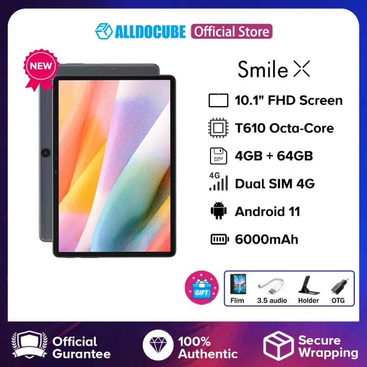 【NEWEST】Alldocube Smile X Tablet 10.1 inch FHD Screen 4GB RAM 64GB ROM T610 Octa-Core Android 11 Dual Band WiFi Dual 4G Phone Call Tablet PC