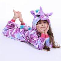 Winter Kids Pajamas Unicorn Jumpsuit Children Winter Homewear