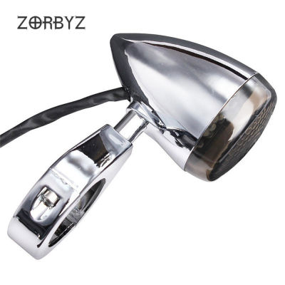 ZORBYZ รถจักรยานยนต์ Chrome 41มม. ด้านหน้า Relocation Fork Clamp ไฟเลี้ยว Amber สำหรับ Harley Sportster Dyna Bobber