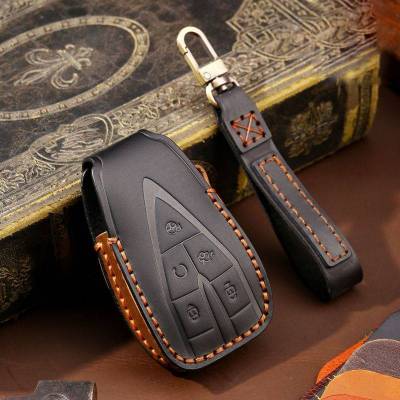Luxury Car Key Case Cover Fob Leather Keychain Holder Accessories For Changan Cs75 Plus Unit 2Nd Cs55 2022 X5 X7 Cs35 Keyring