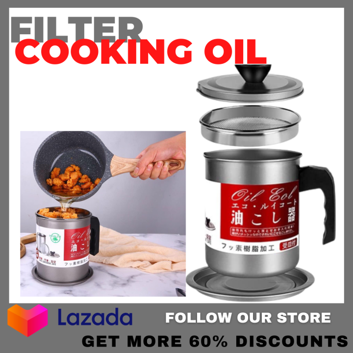 Original FILTER COOKING OIL Strainer Pot Container Jug Storage Can With