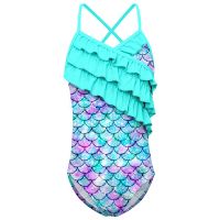 [COD] one-piece swimsuit 2023 new girl summer European and ruffled straps mermaid childrens