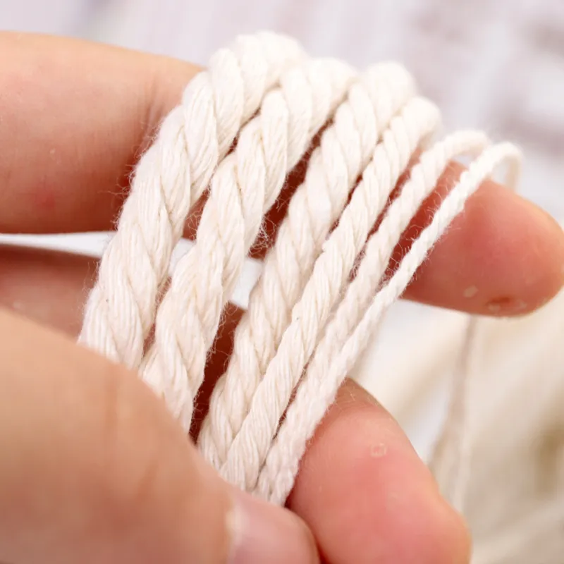 1 Roll 1-6mm Bohemia Natural Cotton Cord Twisted Macrame Yarn