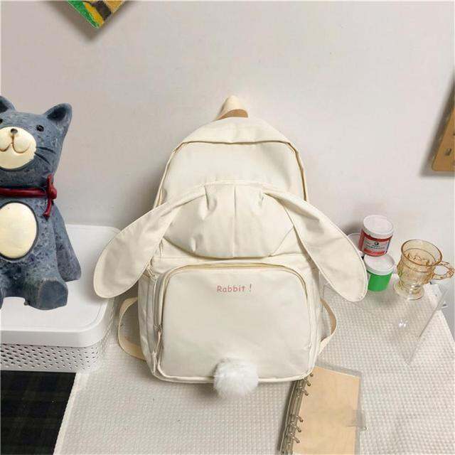 rabbit-ears-girl-backpack-large-capacity-lightweight-waterproof-travel-backpack-business-computer-bag-leisure-simple-schoolbag