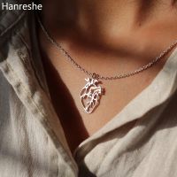 Hanreshe Heart Anatomy Necklace Silver Plated Pendant Human Organ Jewelry for Biology Medical Necklaces Gift for Doctor 39;s Nurse