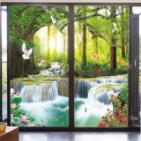 Sliding door window glass sticker electrostatic matte light-transmitting opaque kitchen bathroom bathroom anti-peeping painting film