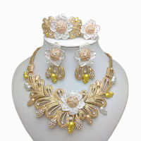 Kingdom Ma Dubai Gold Jewelry Sets for Women African Wedding Bridal Charm Necklace Earrings Bracelet Ring Pendant Jewelry Set