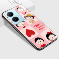 Case4you สำหรับ Vivo Y78 5G Y78 + 5G การ์ตูนญี่ปุ่นอะนิเมะ Chibi Maruko สติ๊กเกอร์ซากุระโมโมโกะเคสมือถือสำหรับเด็กผู้หญิงกระจกนิรภัยมันวาวปลอกฝาหลัง