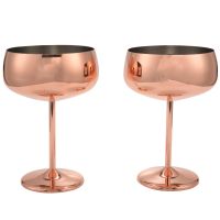 Copper Coupe Champagne Glasses Set of 2 Stainless Steel Vintage Martini Cocktail Glass Wine Goblet